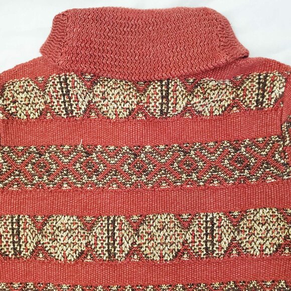 RRL Ralph Lauren Red Intarsia Knit Linen 1930's Blanket Shawl Collar Sweater M - Picture 8 of 10